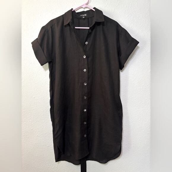 J. Crew Capitaine Linen Shirt Dress w/ Belt Black 2024 Season XS - Picture 4 of 9